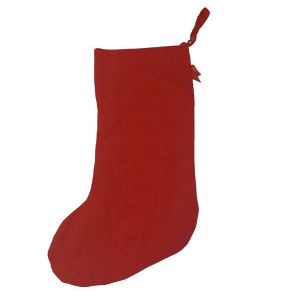 Christmas Stocking "Peace Love Joy" Embroidered 100% Cotton 19” Red Green Bells - Picture 3 of 5